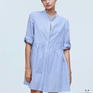 Madewell Blue Striped Button-Up Dress